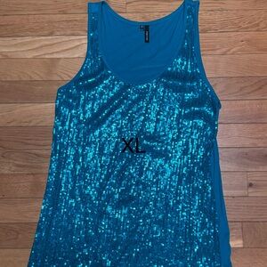Maurices Turquoise Sequin Tank Top